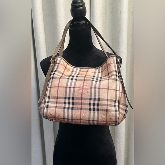 Burberry Gold Leather Haymarket Coated Canvas Canterbury Good used condition - Picture 9 of 16